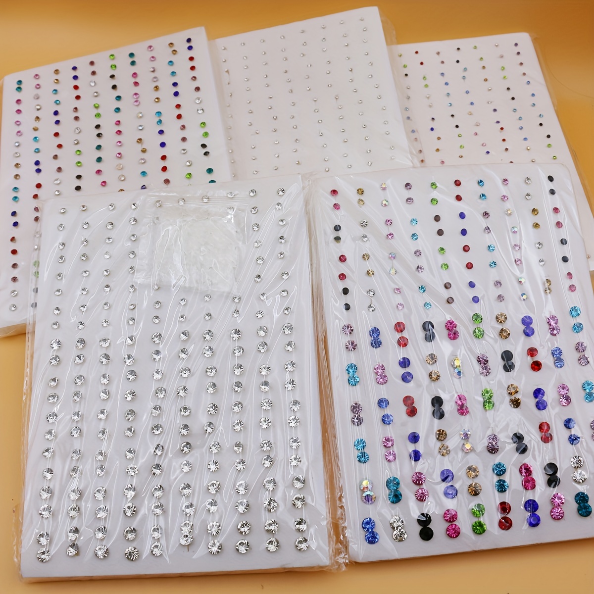100 Pairs Colorful Rhinestones Plastic Glue Needle Earrings Set